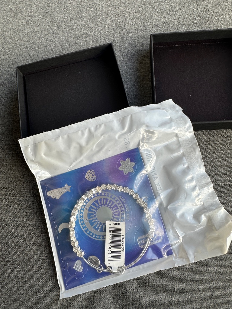 Alex And Ani Silver Star And Floral Expandable Bracelet